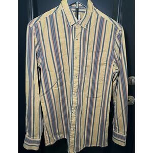 Zara Mens Size Small Heavy Cotton Long Sleeve Dress Shirt, Browns and Black